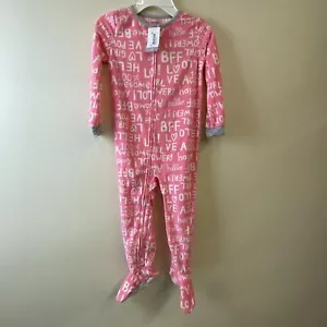 Carter's BFF Love Fleece Pajama PJs 1 pc Toddler Girl Sleeper Footie Size 4 Soft - Picture 1 of 6