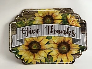 Give Thanks Casa de Campo Rústica Girasol Decoración Colgante de Pared con Banner Elevado Nuevo - Imagen 1 de 3