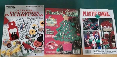 Plastic Canvas Premier Issue 1989 Seigh Gingerbread House Plaid Ornaments 3 Pk - Image 1 of 4