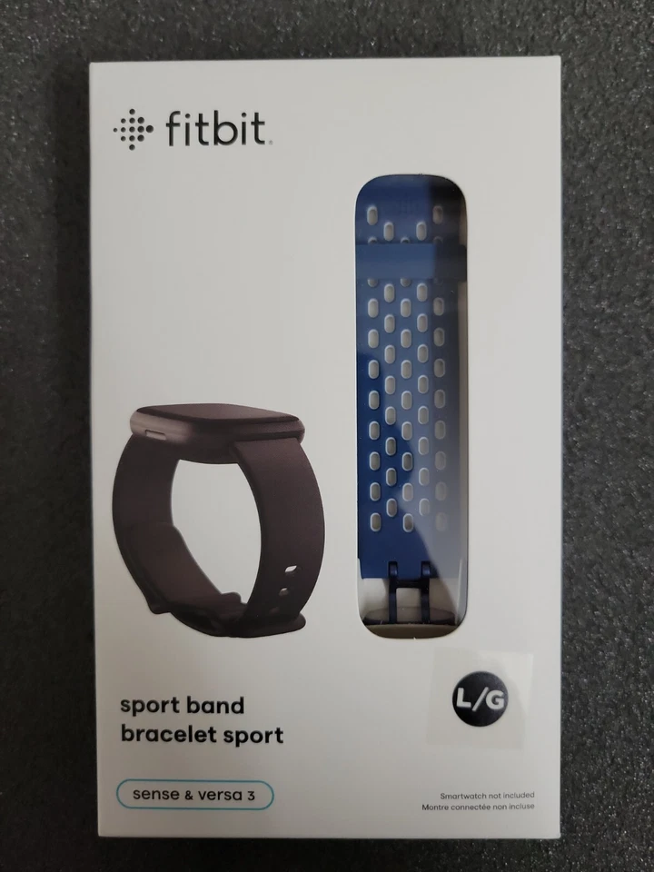 Fitbit 320608 Sport Band for Sense & Versa 3 Smartwatches (Large Sapphire/Fog