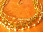 Chain Necklace Gold Tone Green & Metal Bead Multi