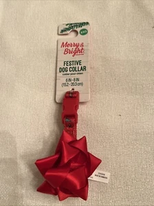 ADORABLE Merry & Bright Festive Christmas Bow Nylon Dog Collar Small XXS - Picture 1 of 4