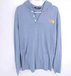 Suéter con capucha para hombre mediano de 1/4 botones azul ligero con logotipo - Imagen 1 de 4