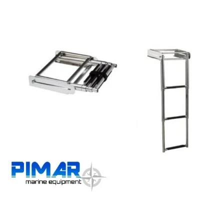 SCALETTA INOX 316 A SCOMPARSA CON 4 SCALINI LARGHI NAUTICA BARCA ACCESSORI  - Immagine 1 di 3