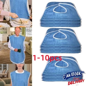 UP 10PCS Adult Bibs, Adult The Eldly Bib Adult Washable Dining Bibs For Elderly - Picture 1 of 17
