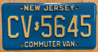 MINT BUFF / BLUE NEW JERSEY COMMUTER VAN LICENSE PLATE " CV 5645 " NJ  RARE TYPE