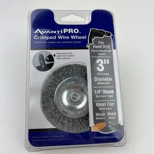 AvantiPRO Crimped Wire Wheel for Hand Drill 3" Diameter 1/4 Shank Attachment New - Picture 1 of 4