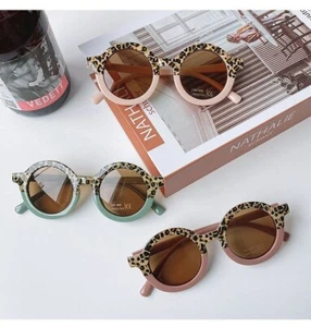 Gafas de sol redondas vintage para niños protección UV400 lindas de dibujos animados de leopardo - Imagen 1 de 18