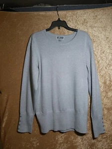 JM Collection Strickoberteil grau Glitzer Neu mit Etikett - Bild 1 von 6