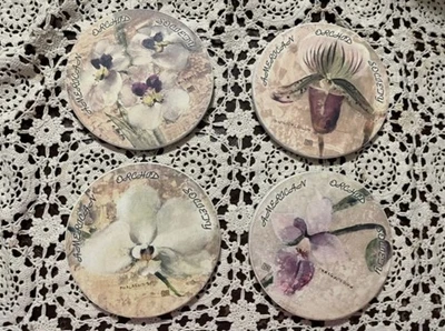 CoasterStone Orchid Coasters Set of 4 American Orchid Society  New - Image 1 of 4