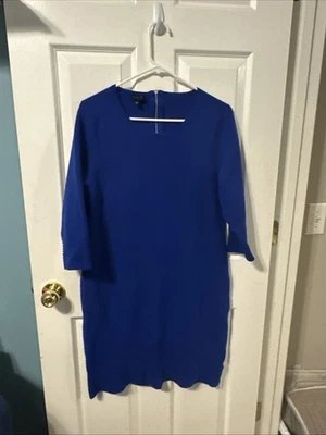 Talbots Pure Merino Wool Sweater Midi Dress Trim Accent Royal Blue XL - Image 1 of 4