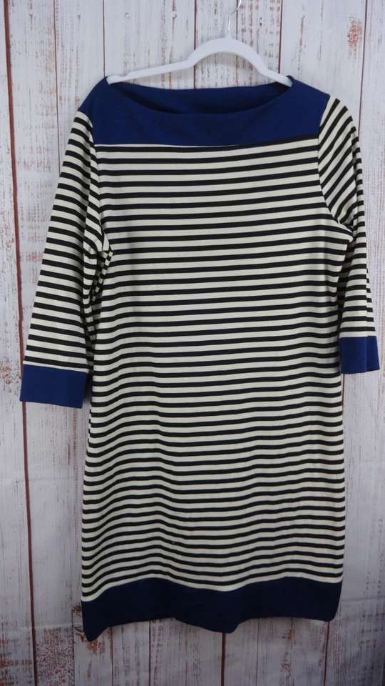 Isaac Mizrahi Midi платье женщин XL черный белый в полоску X-Large эластичной хлопок - Изображение 1 из 4