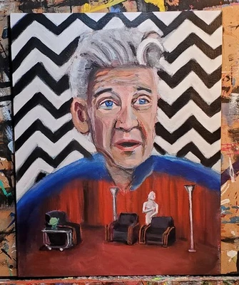 David Lynch Portrait Painting Original Art Twin Peaks - Image 1 of 4