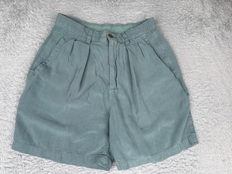 Pantalones Cortos Tommy Bahama Para Mujer 8 Verde 100% Seda Plisados Tiro Alto Informales Foto 1 de 4