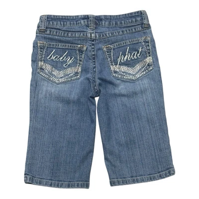 Bermudas de mezclilla de colección Baby Phat jóvenes niñas talla 10 adornadas bordadas Foto 1 de 4