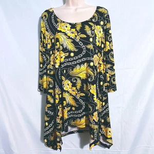 White Mark Cute Black & Yellow Top Size 1XL - Picture 1 of 3