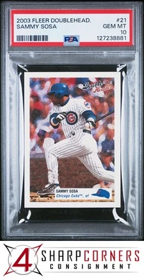 2003 FLEER DOUBLE HEADER #21 SAMMY SOSA CUBS POP 4 PSA 10 - Image 1 of 3