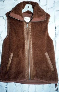 Neu mit Etikett Abercrombie & Fitch Sherpa-Weste weich A&F durchgehender Reißverschluss brauner Besatz Damen X Small - Bild 1 von 4