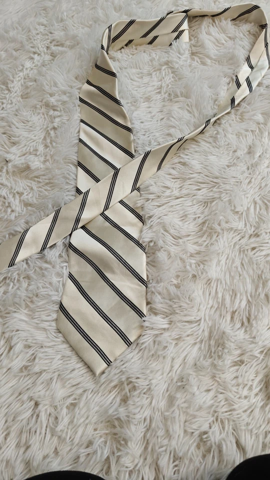 "Corbata para hombre Bugatti 100 % seda marfil y diseño geométrico 58"" x 3-7/8""" Foto 1 de 4