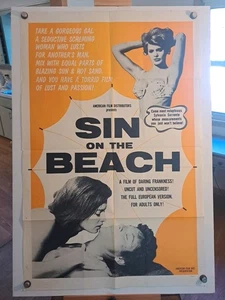 SIN ON THE BEACH L'ETERNITE POUR NOUS locandina film originale 1963 27x41 1sh - Foto 1 di 19