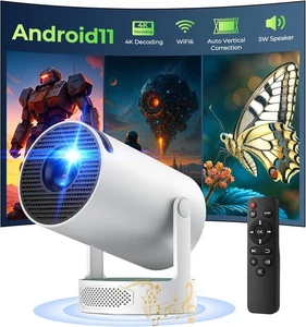 Smart Projector 5G 4K HD LED WiFi Bluetooth HDMI USB Android Office Home Theater - Picture 1 of 8