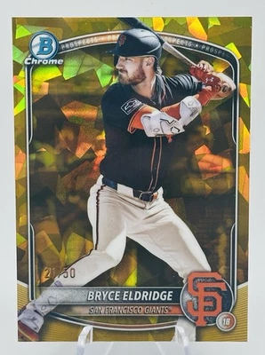 2025 Bowman Chrome Sapphire BRYCE ELDRIDGE Gold Refractor #21/50 Giants Prospect - Image 1 of 4