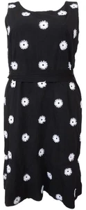 Talbots Übergröße 16 schwarz mit weiß bestickt 3D Blumen Etui Knie Kleid - Bild 1 von 11