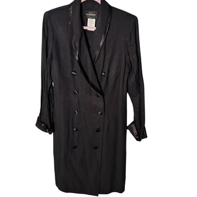 Vestido Esmoquin Vintage John Roberts Petite Negro Doble Pecho 8P Foto 1 de 4