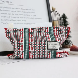 1PC Ethnic Style Red Checkered Colorful Line Tissue Box Home Decoration - Picture 1 of 1