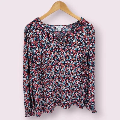 Top Croft And Barrow Micro Floral 1X Campesino Boho Cottagecore Kawaii Boho Oscuro Foto 1 de 4