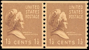 Scott 840, the 1½¢ Martha Washington - Prexie - MNH Coil Pair - Picture 1 of 1