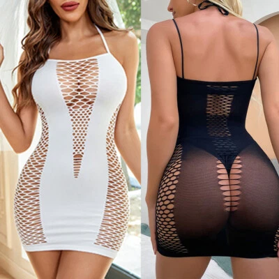 Mujeres Sexy Lencería Malla Tubo Vestido Badydoll Red Body Quimise Prendas para dormir Foto 1 de 4