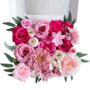 Artificial Flowers Pink Bouquets Box Set for DIY Bridal Wedding Shower Decora... - Picture 1 of 7