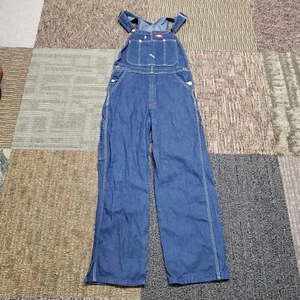 Dickies Overalls Mens 32x30 Blue Denim Bib Carpenter Workwear Farmer Trucker - Picture 1 of 10
