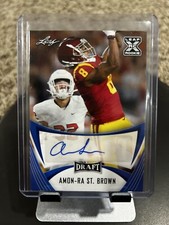 2021 Leaf Draft Amon-Ra St. Brown Blue XRC Rookie Autograph Auto RC #BA-ARS