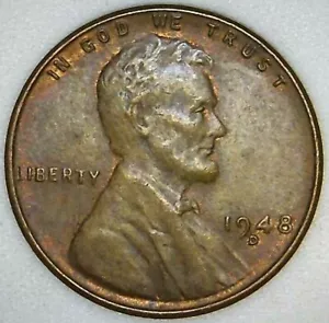 1948-D 1C Lincoln Wheat Cent AU 21ot0813 - Picture 1 of 2