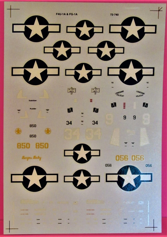 SuperScale #72-740 F4U & FG-1A Corsairs 1 72 Scale Decals -