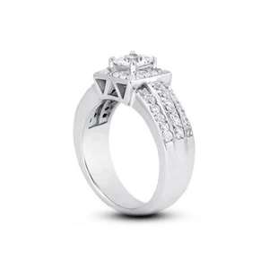 2.38ctw F/VS2 Radiant Cut Natural Certified Diamonds White Gold Halo Accent Ring - Picture 1 of 6