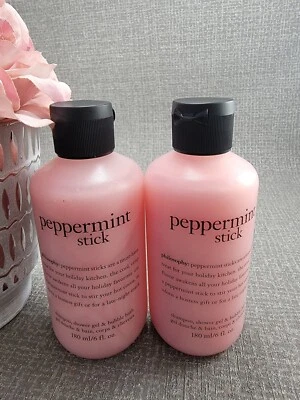 2X PHILOSOPHY Peppermint Stick SHAMPOO, SHOWER GEL & BUBBLE BATH 6 Oz EACH NWOB - Image 1 of 4