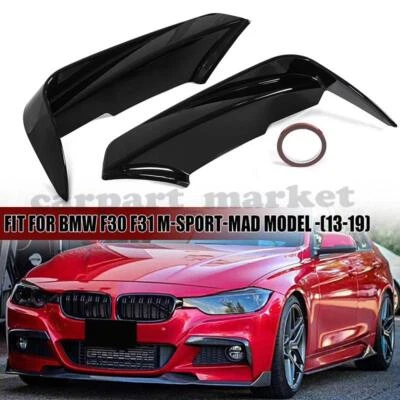 Labio del alerón del parachoques delantero para BMW Serie 3 F30 M Sport 2012-2018 negro brillante EE. UU. Foto 1 de 4