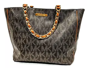 MICHAEL Kors Harper Large signature Tote Brown Leather Purse Monogram - Picture 1 of 12
