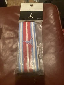 Vintage 2001 Nike Michael Jordan Jumpman Sweat Headband Blue, Red & White - NEW - Picture 1 of 2