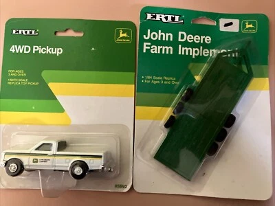 ERTL John Deere 4WD Pickup Truck #5692 1/64 & RARE Farm Implement Trailer - Image 1 of 3