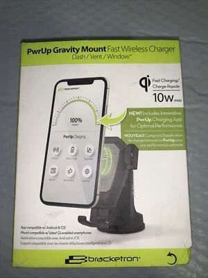 Bracketron PwrUp 10W Qi Fast Wireless Charge Dash Car Mount for iPhone 12/11/XR - Image 1 of 4