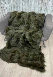 Luxury fox fur blanket throw. Real fur blanket - Picture 1 of 4