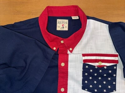Red Head Brand Co. Shirt Men 2XL Red White Blue Stars Stripes America 🇺🇸 USA - Image 1 of 4