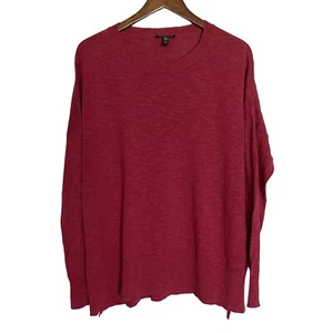 Eileen Fisher Linen Blend Red Sweater Large Oversized Boxy Organic - Picture 1 of 10