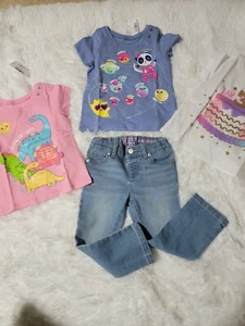 Lot of 4 The Children's Place Girls Size 2T Super Skinny Jeans NWT w/ 3 Shirts - Picture 1 of 6