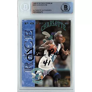 1996-97 Skybox #253 Glen Rice Signed Card AUTO Beckett Slabbed Charlotte Hornets - Picture 1 of 5