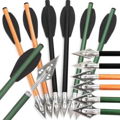 6.3'' Crossbow Bolts Aluminum Arrows Archery Screw-in Blade Broadheads Hunting - Image 1 of 4